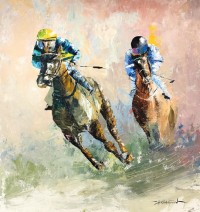 Arusha Javaid, Polo, 36 x 39, Oil on Canvas, Polo Painting, AC-ARJV-001